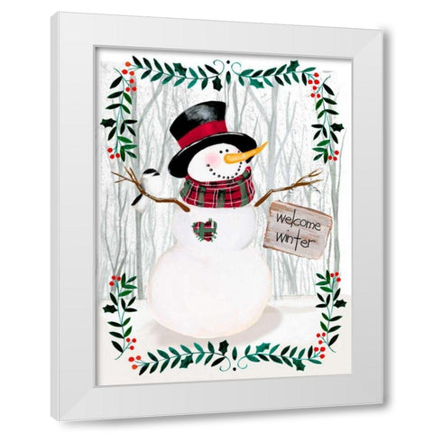 Folk Snowman Forest I White Modern Wood Framed Art Print by Parker, Jennifer Paxton