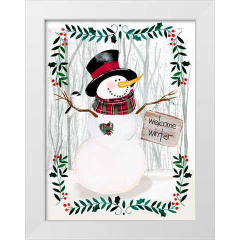 Folk Snowman Forest I White Modern Wood Framed Art Print by Parker, Jennifer Paxton