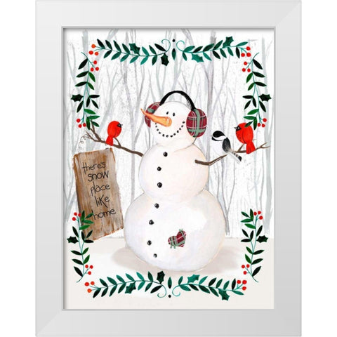 Folk Snowman Forest II White Modern Wood Framed Art Print by Parker, Jennifer Paxton