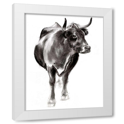Charcoal Cattle I White Modern Wood Framed Art Print by Parker, Jennifer Paxton