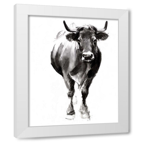 Charcoal Cattle II White Modern Wood Framed Art Print by Parker, Jennifer Paxton