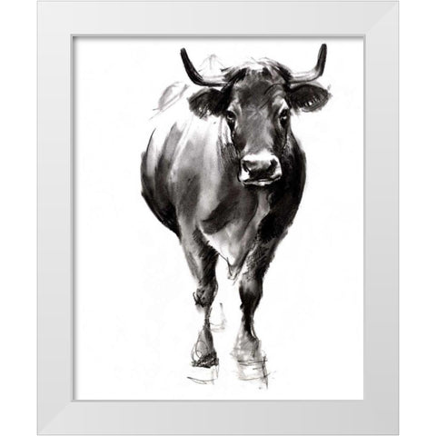 Charcoal Cattle II White Modern Wood Framed Art Print by Parker, Jennifer Paxton