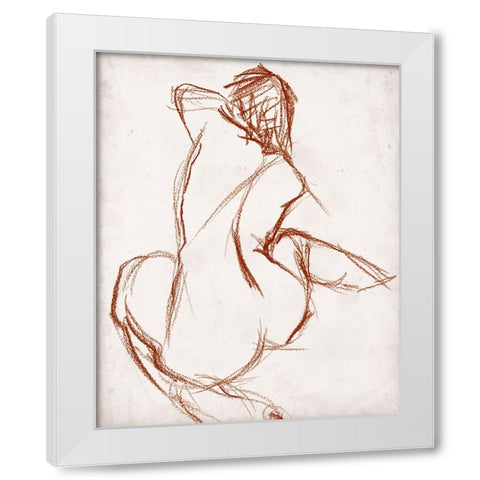 Rust Charcoal Nude Study I White Modern Wood Framed Art Print by Parker, Jennifer Paxton