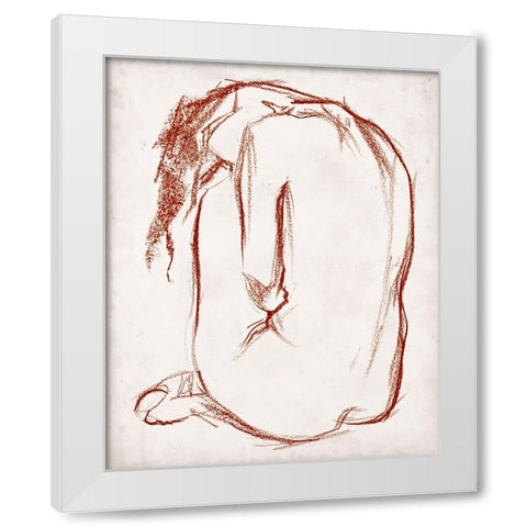 Rust Charcoal Nude Study II White Modern Wood Framed Art Print by Parker, Jennifer Paxton