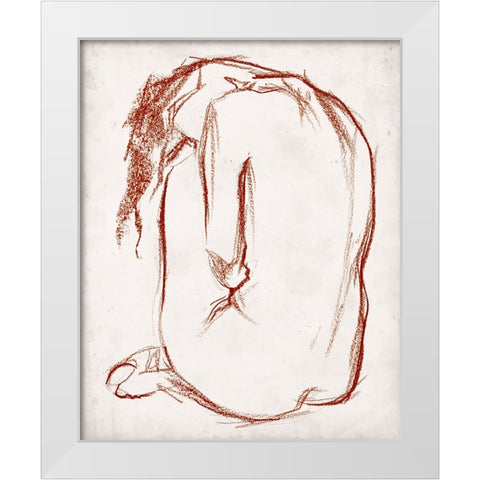 Rust Charcoal Nude Study II White Modern Wood Framed Art Print by Parker, Jennifer Paxton