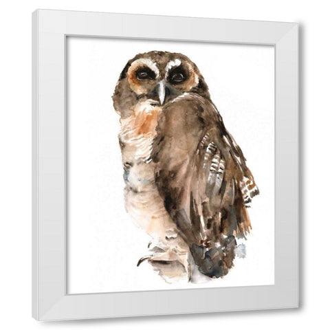 Watercolor Owl I White Modern Wood Framed Art Print by Parker, Jennifer Paxton