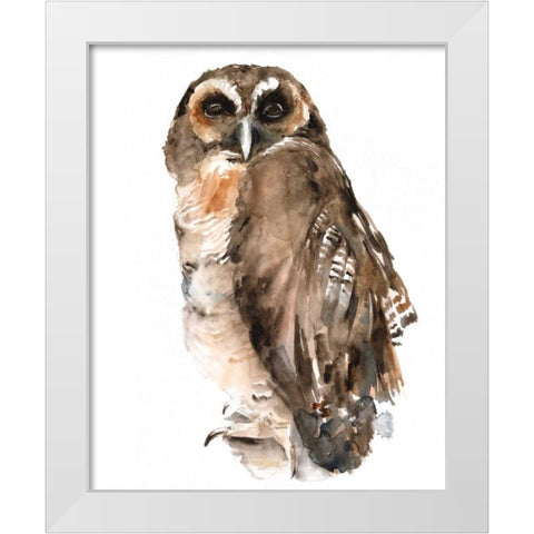 Watercolor Owl I White Modern Wood Framed Art Print by Parker, Jennifer Paxton