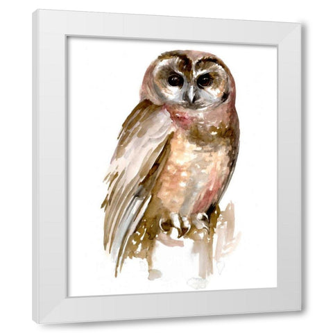 Watercolor Owl II White Modern Wood Framed Art Print by Parker, Jennifer Paxton