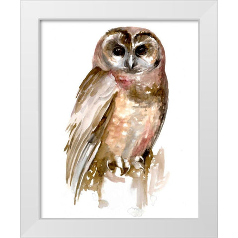 Watercolor Owl II White Modern Wood Framed Art Print by Parker, Jennifer Paxton