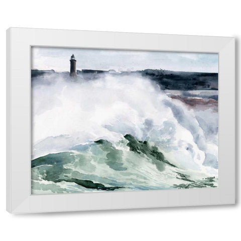Lighthouse Waves I White Modern Wood Framed Art Print by Parker, Jennifer Paxton