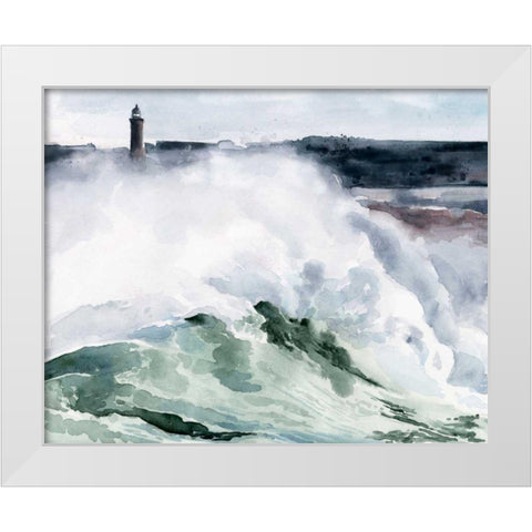 Lighthouse Waves I White Modern Wood Framed Art Print by Parker, Jennifer Paxton