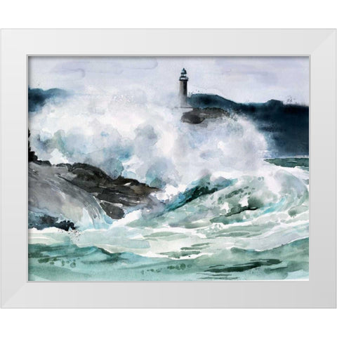 Lighthouse Waves II White Modern Wood Framed Art Print by Parker, Jennifer Paxton
