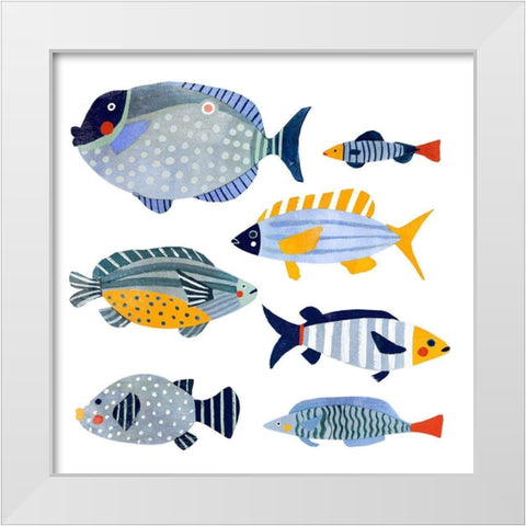 Patterned Fish I White Modern Wood Framed Art Print by Barnes, Victoria