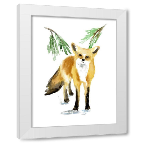 Snowy Fox II White Modern Wood Framed Art Print by Warren, Annie