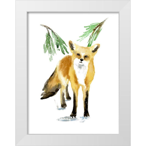Snowy Fox II White Modern Wood Framed Art Print by Warren, Annie