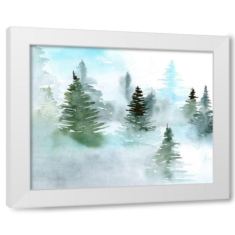 Foggy Evergreens II White Modern Wood Framed Art Print by Parker, Jennifer Paxton