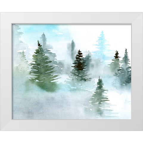 Foggy Evergreens II White Modern Wood Framed Art Print by Parker, Jennifer Paxton