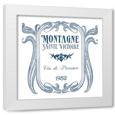 Indigo Wine Labels V White Modern Wood Framed Art Print by Vess, June Erica