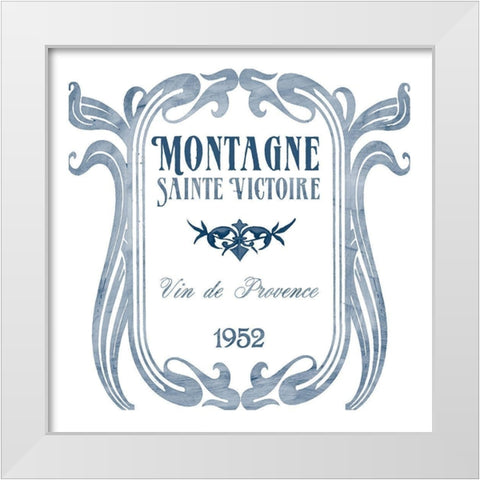 Indigo Wine Labels V White Modern Wood Framed Art Print by Vess, June Erica