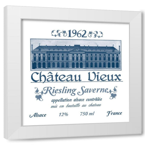 Indigo Wine Labels VII White Modern Wood Framed Art Print by Vess, June Erica