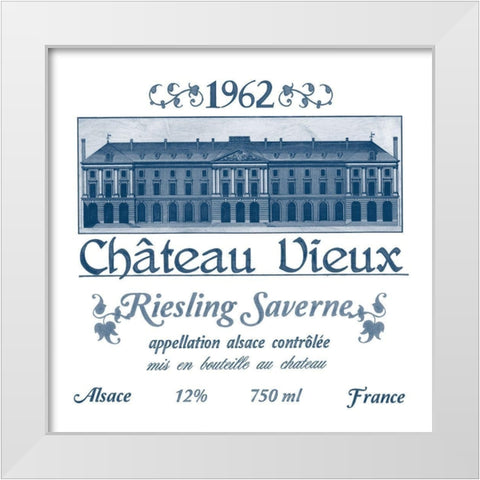 Indigo Wine Labels VII White Modern Wood Framed Art Print by Vess, June Erica