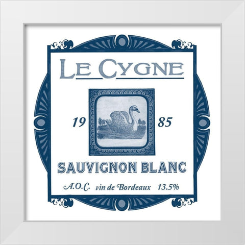 Indigo Wine Labels VIII White Modern Wood Framed Art Print by Vess, June Erica