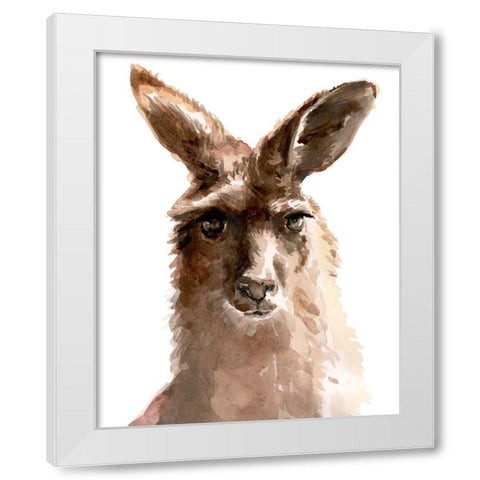 Kangaroo Portrait II White Modern Wood Framed Art Print by Parker, Jennifer Paxton