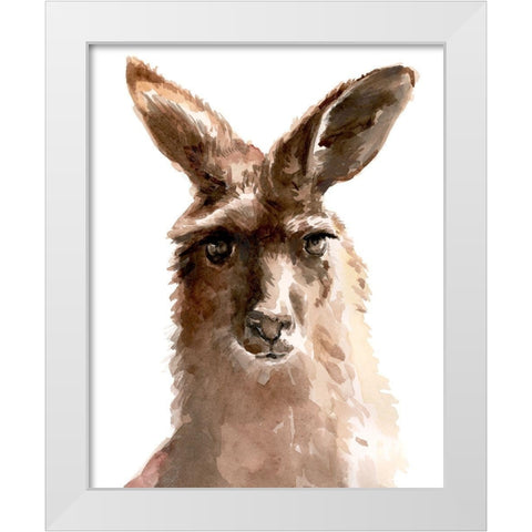 Kangaroo Portrait II White Modern Wood Framed Art Print by Parker, Jennifer Paxton