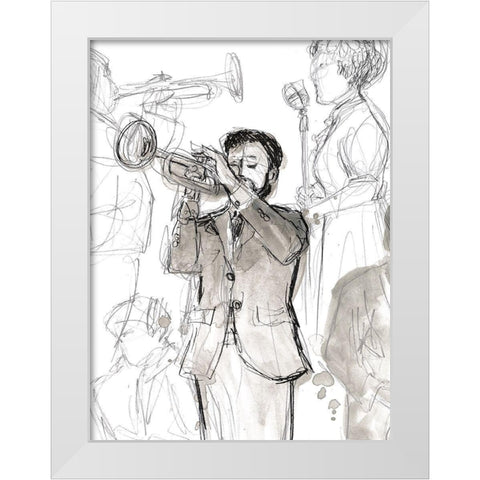 Jazz Sketchbook II White Modern Wood Framed Art Print by Vess, June Erica