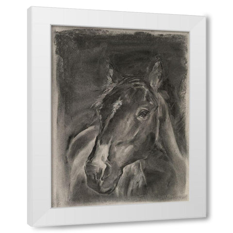 Charcoal Horse Study on Grey II White Modern Wood Framed Art Print by Parker, Jennifer Paxton