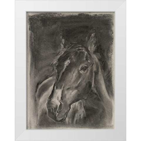 Charcoal Horse Study on Grey II White Modern Wood Framed Art Print by Parker, Jennifer Paxton