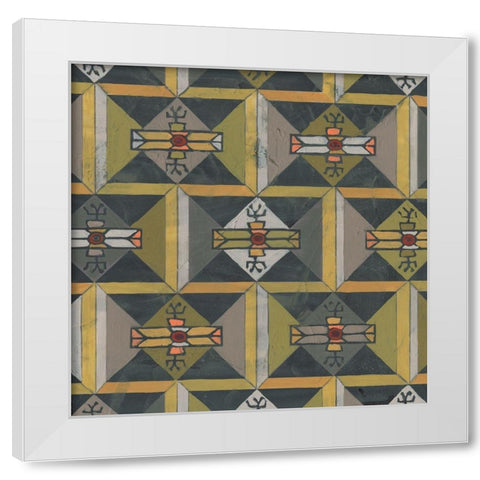 Ochre Tapestry I White Modern Wood Framed Art Print by Vess, June Erica