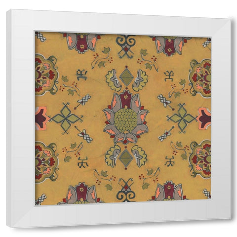 Ochre Tapestry II White Modern Wood Framed Art Print by Vess, June Erica