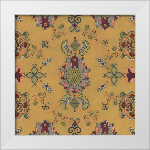 Ochre Tapestry II White Modern Wood Framed Art Print by Vess, June Erica