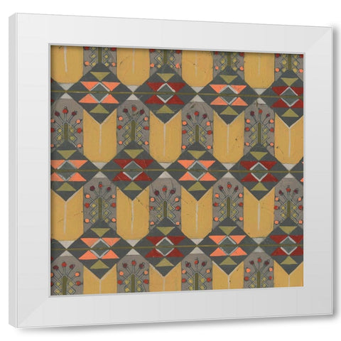 Ochre Tapestry III White Modern Wood Framed Art Print by Vess, June Erica