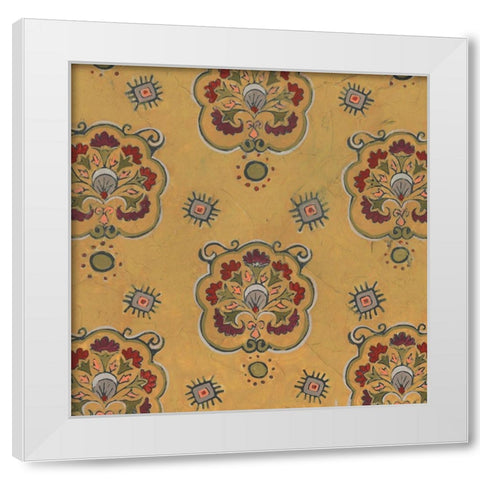 Ochre Tapestry IV White Modern Wood Framed Art Print by Vess, June Erica