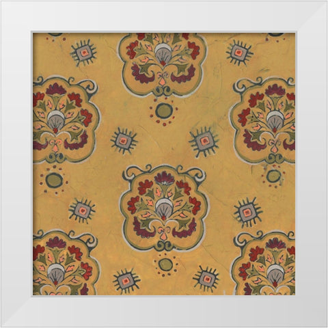 Ochre Tapestry IV White Modern Wood Framed Art Print by Vess, June Erica