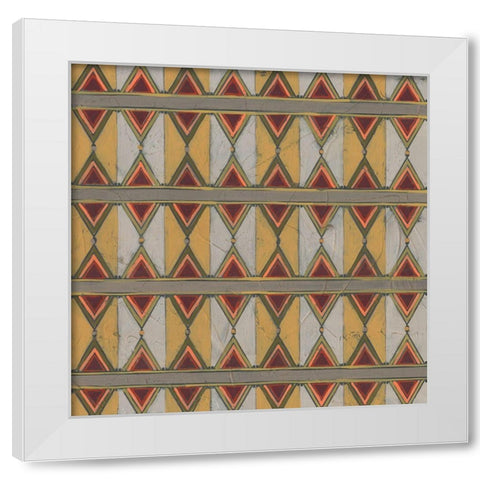 Ochre Tapestry V White Modern Wood Framed Art Print by Vess, June Erica