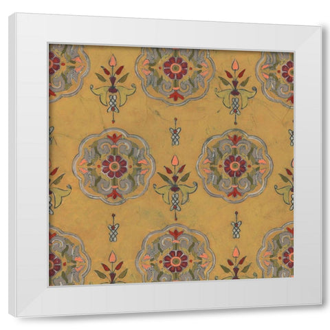 Ochre Tapestry VI White Modern Wood Framed Art Print by Vess, June Erica