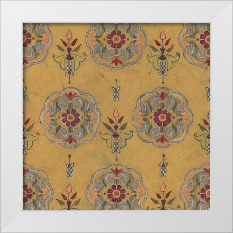 Ochre Tapestry VI White Modern Wood Framed Art Print by Vess, June Erica