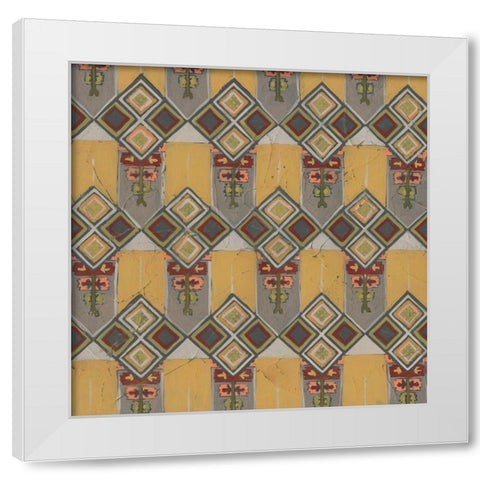 Ochre Tapestry VII White Modern Wood Framed Art Print by Vess, June Erica