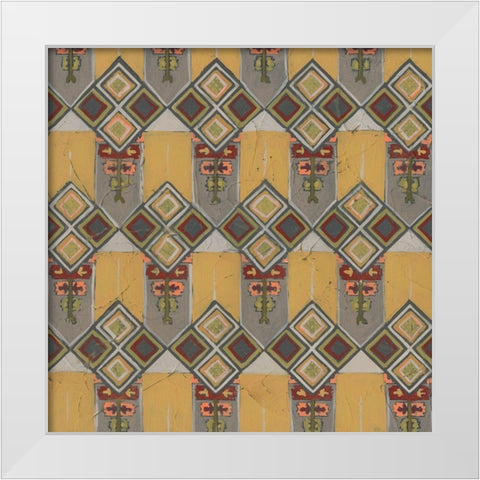 Ochre Tapestry VII White Modern Wood Framed Art Print by Vess, June Erica