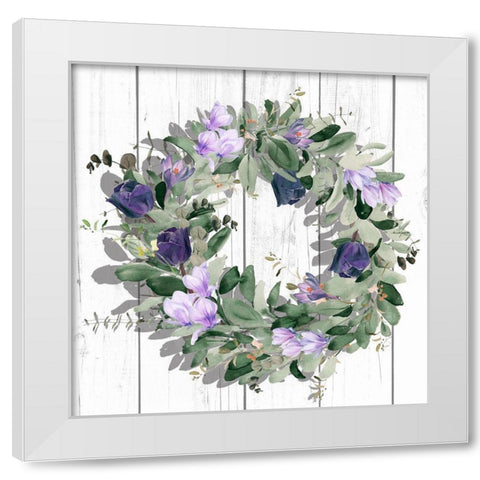 Purple Tulip Wreath II White Modern Wood Framed Art Print by Parker, Jennifer Paxton