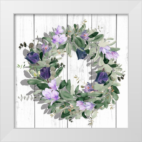 Purple Tulip Wreath II White Modern Wood Framed Art Print by Parker, Jennifer Paxton