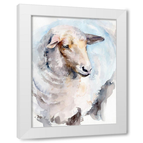 Watercolor Sheep I White Modern Wood Framed Art Print by Parker, Jennifer Paxton