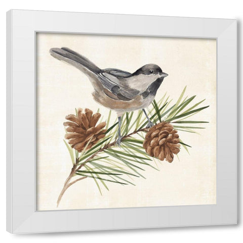 Pine Branch I White Modern Wood Framed Art Print by Warren, Annie