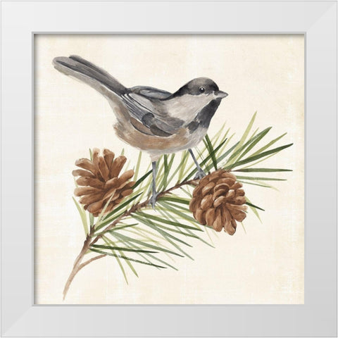 Pine Branch I White Modern Wood Framed Art Print by Warren, Annie