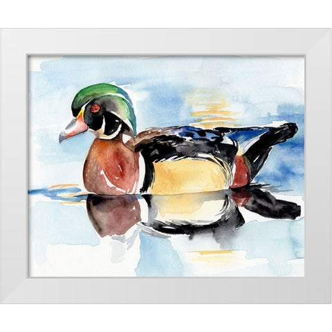 Watercolor Woodduck I White Modern Wood Framed Art Print by Parker, Jennifer Paxton