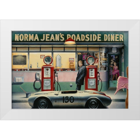 Destiny Highway Calendar Girl White Modern Wood Framed Art Print by Consani, Chris