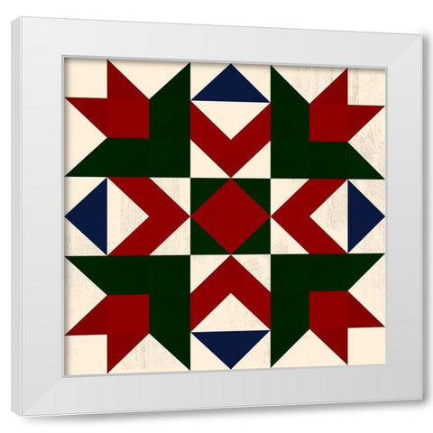 Christmas Barn Quilt III White Modern Wood Framed Art Print by Barnes, Victoria